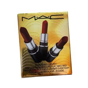 M.A.C Everyday Luxury Mini Lustreglass Lipstick Red Trio Lips Makeup Cosmetics